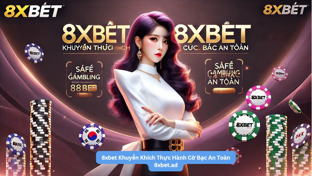 8xbet khuyến khích thực hành cờ bạc an toàn với hình ảnh của cô gái xinh đẹp và thông điệp bảo vệ người chơi